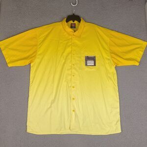 Vintage Pure Playaz Shirt Mens XXL Yellow Floppy‎ Disk Button Down Short Sleeve